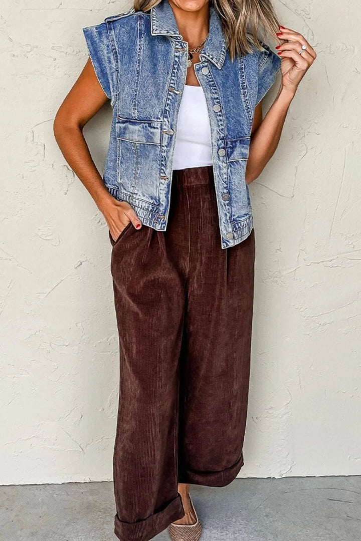 Button Up Cap Sleeve Denim Jacket - Medium - S - c7d3c803 - 472c - 4ec7 - abed - 4dba0dc9b5b5 - Max - Origin - Tatoo Tee