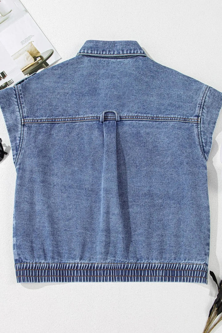 Button Up Cap Sleeve Denim Jacket - Medium - S - da20f441 - d38f - 41a8 - a02c - 8f2a76cb9762 - Max - Origin - Tatoo Tee
