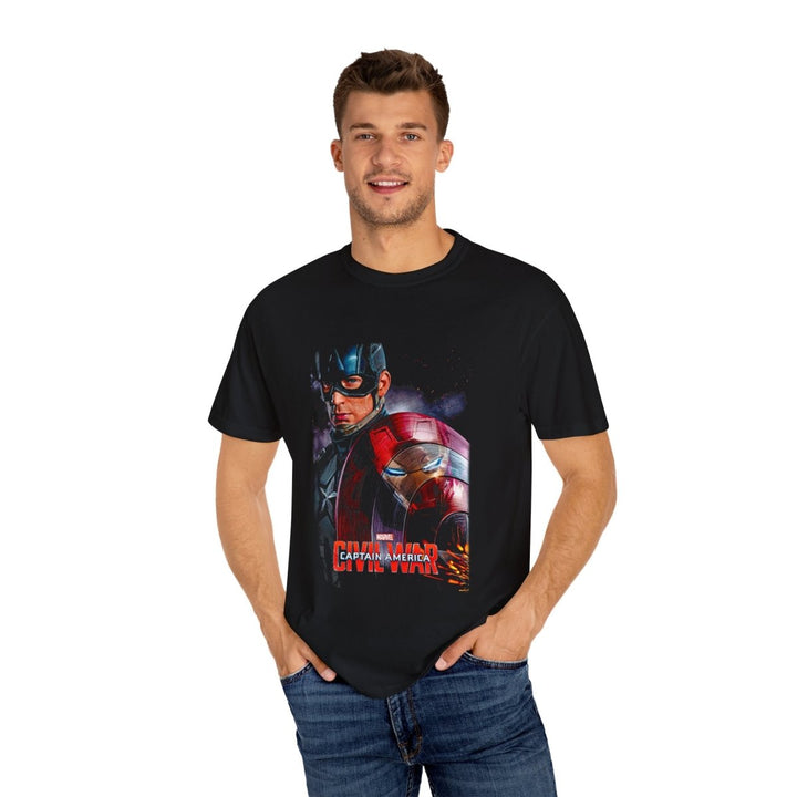 Captain America & Iron Man Graphic Tee, Superhero T-Shirt, Marvel Fan Gift, Unisex Casual Wear, Comic Book Apparel - Black - S - Captain America & Iron Man Graphic Tee, Superhero T-Shirt, Marvel Fan Gift, Unisex Casual Wear, Comic Book Apparel - Tatoo Tee