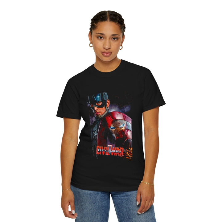 Captain America & Iron Man Graphic Tee, Superhero T-Shirt, Marvel Fan Gift, Unisex Casual Wear, Comic Book Apparel - Black - S - Captain America & Iron Man Graphic Tee, Superhero T-Shirt, Marvel Fan Gift, Unisex Casual Wear, Comic Book Apparel - Tatoo Tee