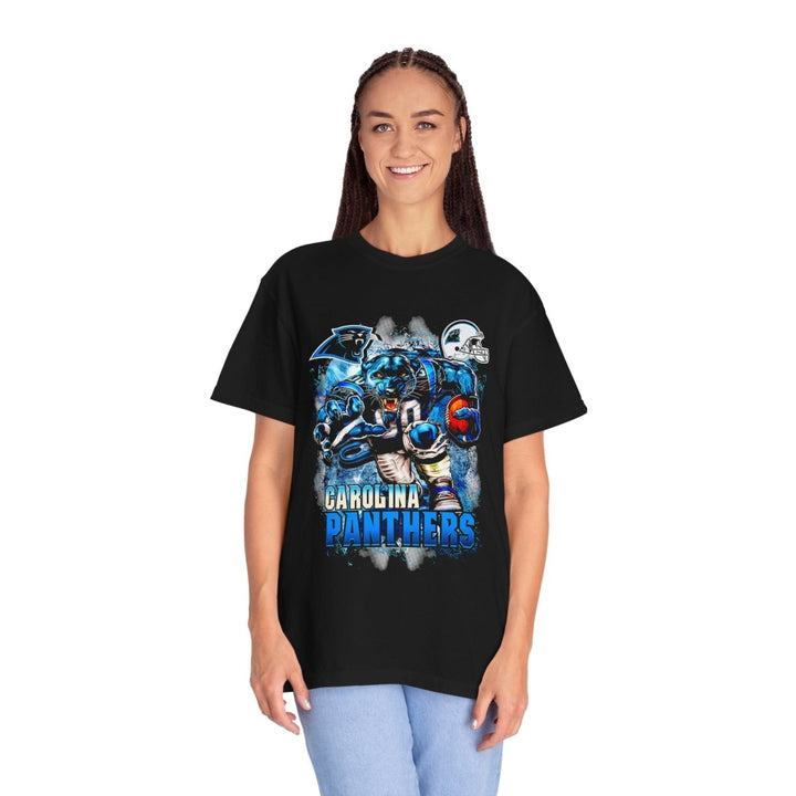 Carolina Panthers Fan T-Shirt, Unisex Garment - Dyed Tee for Game Day - Black - S - Carolina Panthers Fan T-Shirt, Unisex Garment - Dyed Tee for Game Day - Tatoo Tee