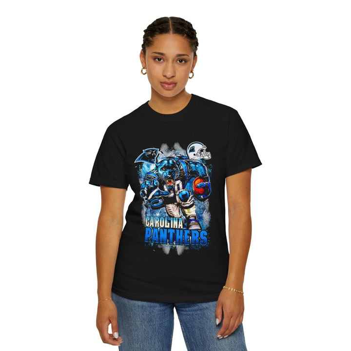 Carolina Panthers Fan T-Shirt, Unisex Garment - Dyed Tee for Game Day - Black - S - Carolina Panthers Fan T-Shirt, Unisex Garment - Dyed Tee for Game Day - Tatoo Tee