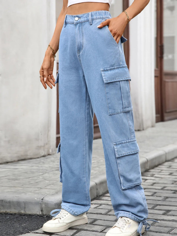 Casual Wide Leg Cargo Jeans - Denim Blue - S - 3f6d4b209a4b4c41bb5712dcdbd39a24 - Max - Origin - Tatoo Tee