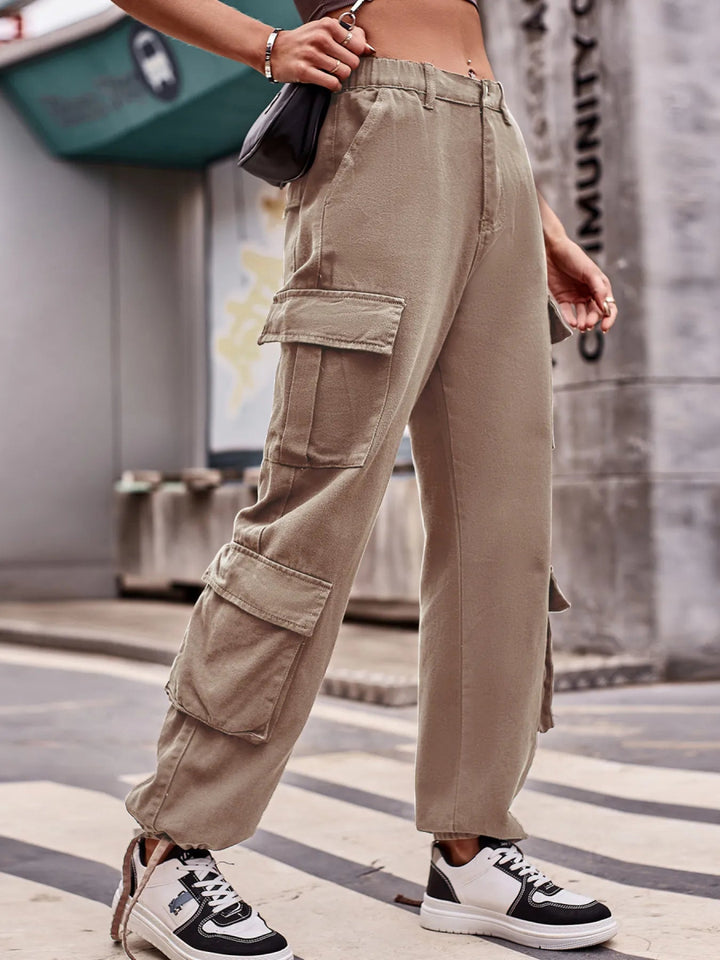 Casual Wide Leg Cargo Jeans - Khaki - S - 2c11502e4ee445cfac17ddc8f2a76ca4 - Max - Origin - Tatoo Tee