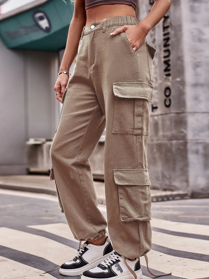 Casual Wide Leg Cargo Jeans - Khaki - S - 4c8089c9 - 4c33 - 423a - 906e - be435c1422be - Max - Origin - Tatoo Tee