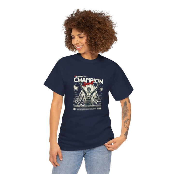 Champion Spirit Unisex Heavy Cotton Tee - Vintage Graphic T-Shirt - Navy - S - Champion Spirit Unisex Heavy Cotton Tee - Vintage Graphic T-Shirt - Tatoo Tee