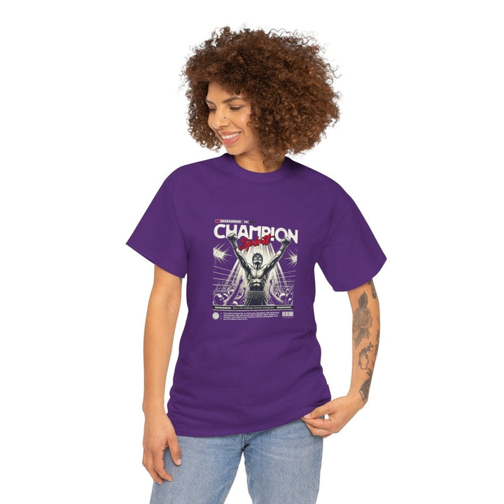 Champion Spirit Unisex Heavy Cotton Tee - Vintage Graphic T-Shirt - Purple - S - Champion Spirit Unisex Heavy Cotton Tee - Vintage Graphic T-Shirt - Tatoo Tee