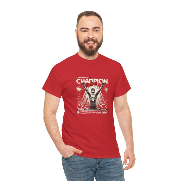 Champion Spirit Unisex Heavy Cotton Tee - Vintage Graphic T-Shirt - Red - S - Champion Spirit Unisex Heavy Cotton Tee - Vintage Graphic T-Shirt - Tatoo Tee
