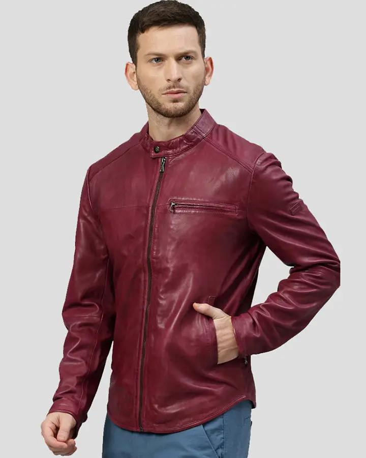 Chase Red Racer Leather Jacket - XS - Chase Red Racer Leather Jacket - Tatoo Tee
