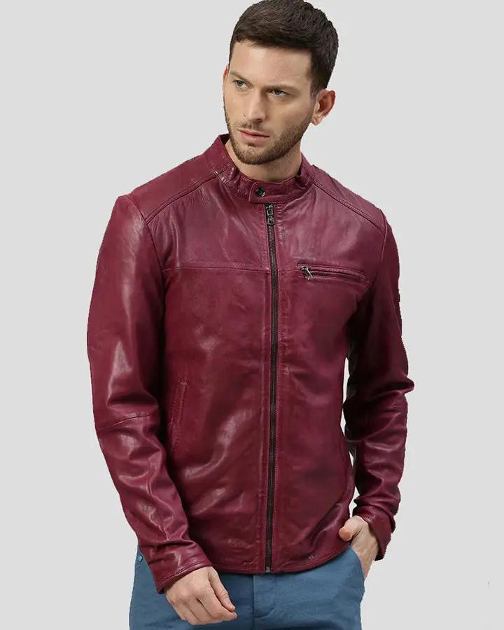 Chase Red Racer Leather Jacket - XS - Chase Red Racer Leather Jacket - Tatoo Tee