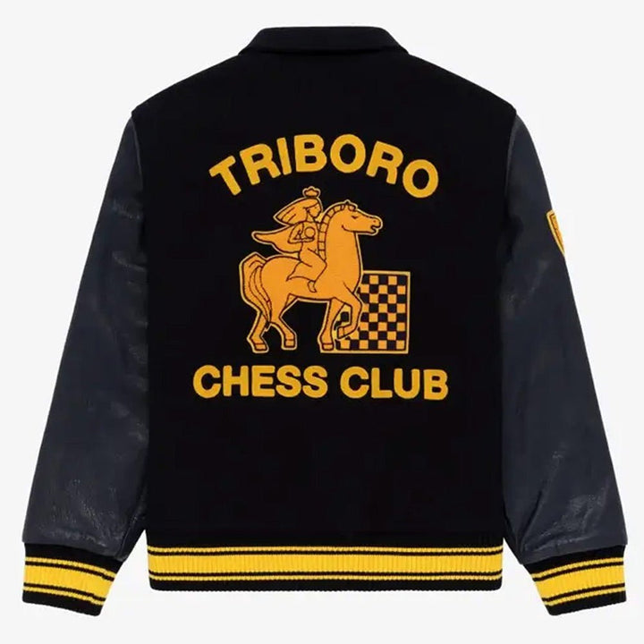 Chess Club Varsity Jacket - XS - Female - Black - Chess Club Varsity Jacket - Tatoo Tee