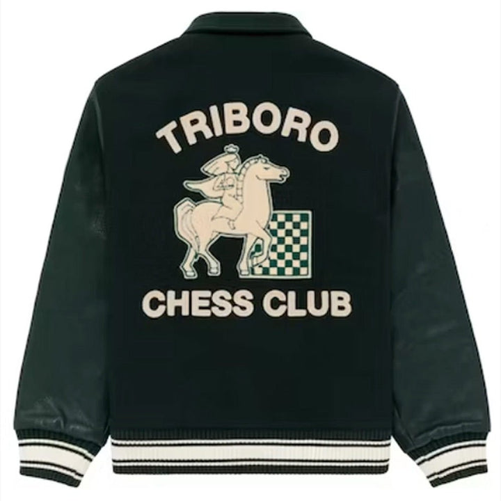 Chess Club Varsity Jacket - XS - Female - Black - Chess Club Varsity Jacket - Tatoo Tee
