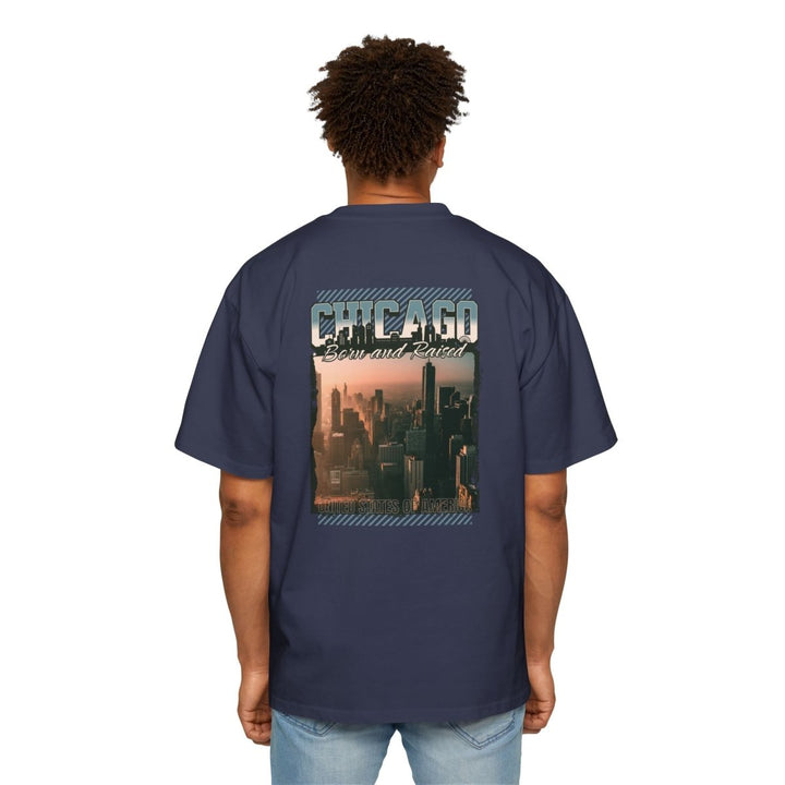Chicago Born and Raised Oversized Tee - Stylish Black Graphic T-Shirt for Urban Fashion Lovers - S - Midnight Blue - Chicago Born and Raised Oversized Tee - Stylish Black Graphic T-Shirt for Urban Fashion Lovers - Tatoo Tee