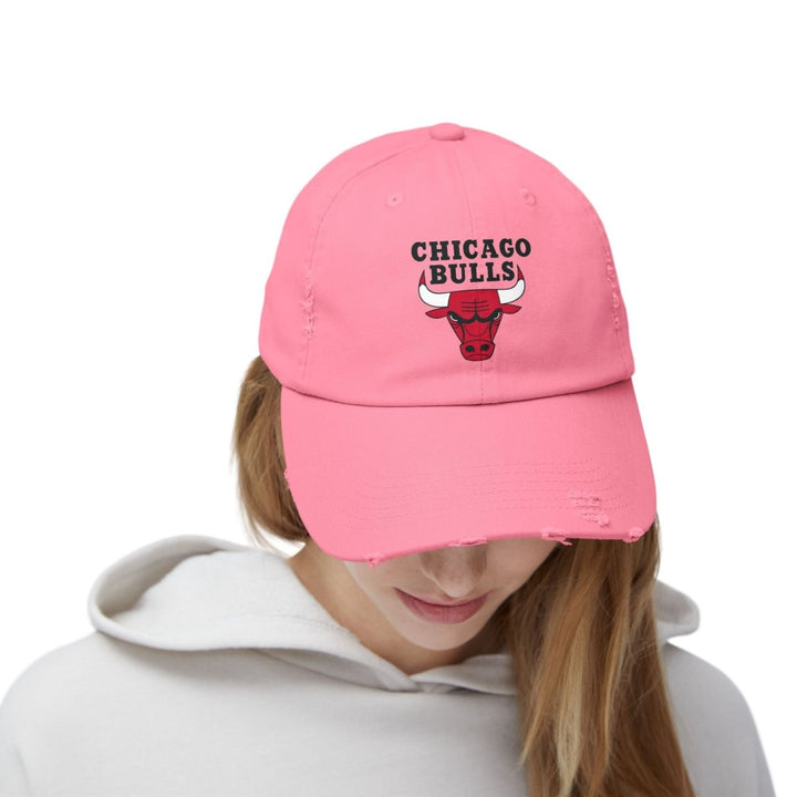 Chicago Bulls Unisex Distressed Cap, Vintage Style Sports Hat, Casual Wear - True Pink - One size - Chicago Bulls Unisex Distressed Cap, Vintage Style Sports Hat, Casual Wear - Tatoo Tee