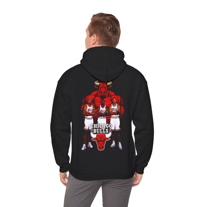 Chicago Bulls Vintage Hoodie - Unisex Heavy Blend Sweatshirt with Bold Bull Design - Black - S - Chicago Bulls Vintage Hoodie - Unisex Heavy Blend Sweatshirt with Bold Bull Design - Tatoo Tee