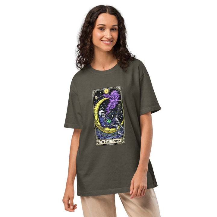Chill Reaper Unisex oversized t-shirt - Washed Black - S - Product mockup - Tatoo Tee