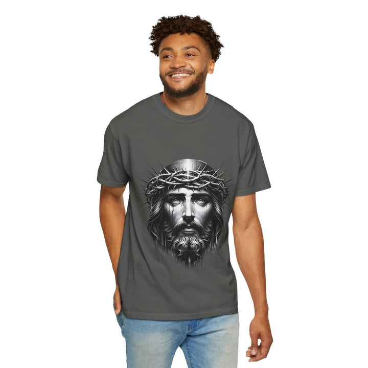 Christ Crowned Graphic T-shirt, Vintage Jesus Tee - Navy - S - Christ Crowned Graphic T-shirt, Vintage Jesus Tee - Tatoo Tee
