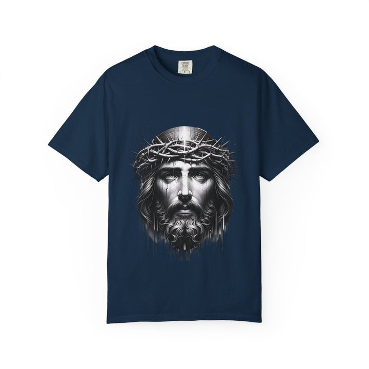Christ Crowned Graphic T-shirt, Vintage Jesus Tee - Navy - S - Christ Crowned Graphic T-shirt, Vintage Jesus Tee - Tatoo Tee