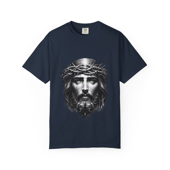 Christ Crowned Graphic T-shirt, Vintage Jesus Tee - Navy - S - Christ Crowned Graphic T-shirt, Vintage Jesus Tee - Tatoo Tee
