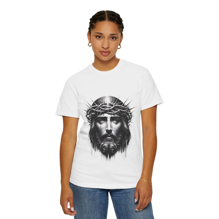 Christ Crowned Graphic T-shirt, Vintage Jesus Tee - White - S - Christ Crowned Graphic T-shirt, Vintage Jesus Tee - Tatoo Tee