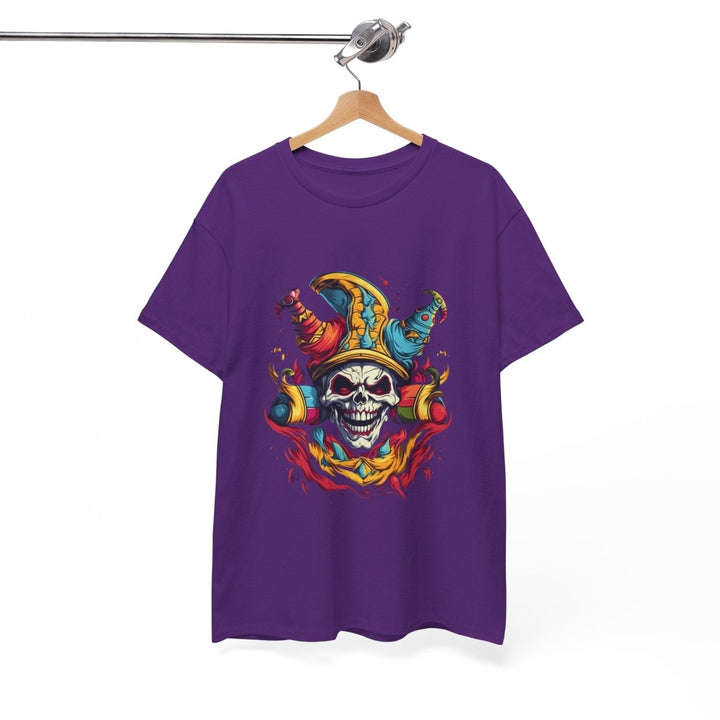 Clown Skull Unisex Heavy Cotton Tee - Cardinal Red - S - Clown Skull Unisex Heavy Cotton Tee - Tatoo Tee