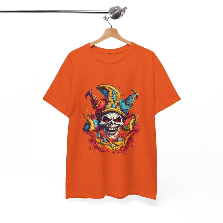 Clown Skull Unisex Heavy Cotton Tee - Cardinal Red - S - Clown Skull Unisex Heavy Cotton Tee - Tatoo Tee