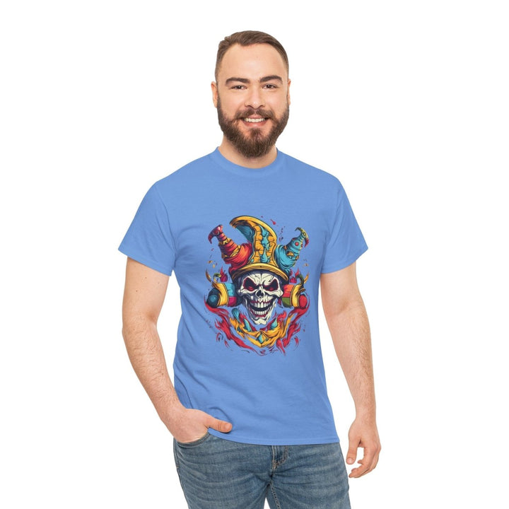Clown Skull Unisex Heavy Cotton Tee - Cardinal Red - S - Clown Skull Unisex Heavy Cotton Tee - Tatoo Tee