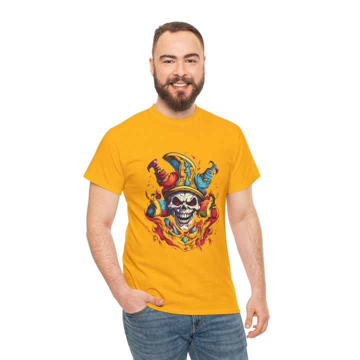 Clown Skull Unisex Heavy Cotton Tee - Cardinal Red - S - Clown Skull Unisex Heavy Cotton Tee - Tatoo Tee