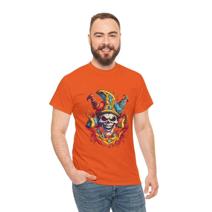 Clown Skull Unisex Heavy Cotton Tee - Cardinal Red - S - Clown Skull Unisex Heavy Cotton Tee - Tatoo Tee