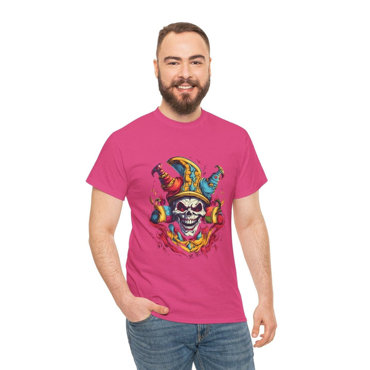Clown Skull Unisex Heavy Cotton Tee - Cardinal Red - S - Clown Skull Unisex Heavy Cotton Tee - Tatoo Tee