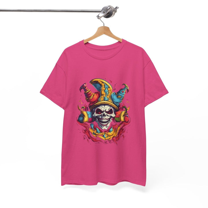 Clown Skull Unisex Heavy Cotton Tee - Cardinal Red - S - Clown Skull Unisex Heavy Cotton Tee - Tatoo Tee