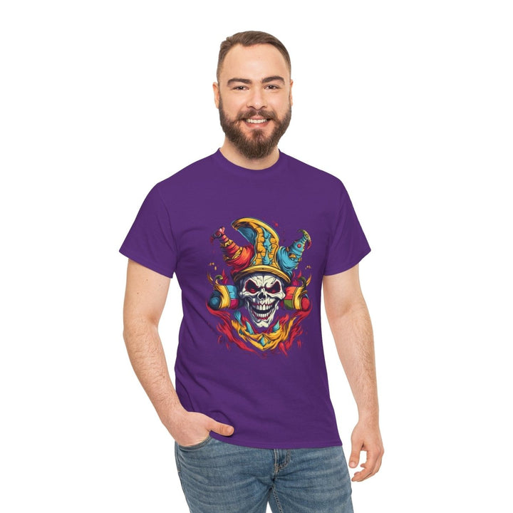 Clown Skull Unisex Heavy Cotton Tee - Cardinal Red - S - Clown Skull Unisex Heavy Cotton Tee - Tatoo Tee