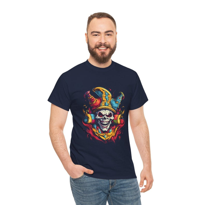 Clown Skull Unisex Heavy Cotton Tee - Cardinal Red - S - Clown Skull Unisex Heavy Cotton Tee - Tatoo Tee