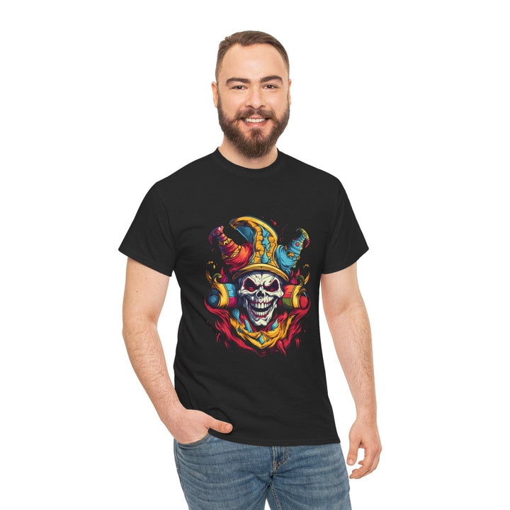 Clown Skull Unisex Heavy Cotton Tee - Cardinal Red - S - Clown Skull Unisex Heavy Cotton Tee - Tatoo Tee