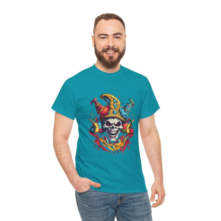 Clown Skull Unisex Heavy Cotton Tee - Cardinal Red - S - Clown Skull Unisex Heavy Cotton Tee - Tatoo Tee