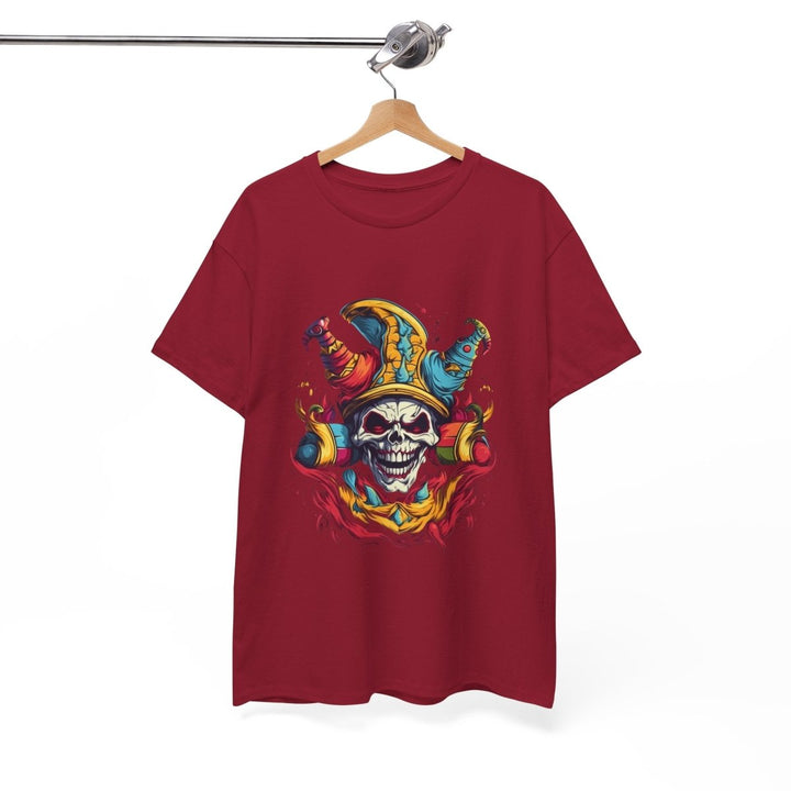 Clown Skull Unisex Heavy Cotton Tee - Cardinal Red - S - Clown Skull Unisex Heavy Cotton Tee - Tatoo Tee