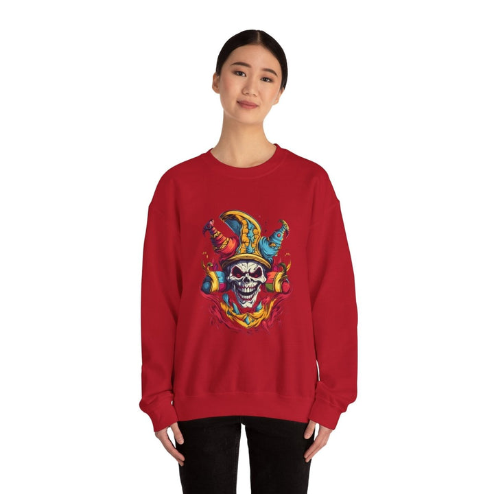Clown Skull Unisex Sweatshirt - S - Cherry Red - Clown Skull Unisex Sweatshirt - Tatoo Tee