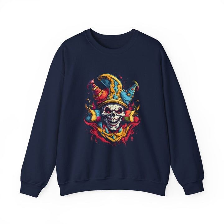 Clown Skull Unisex Sweatshirt - S - Navy - Clown Skull Unisex Sweatshirt - Tatoo Tee