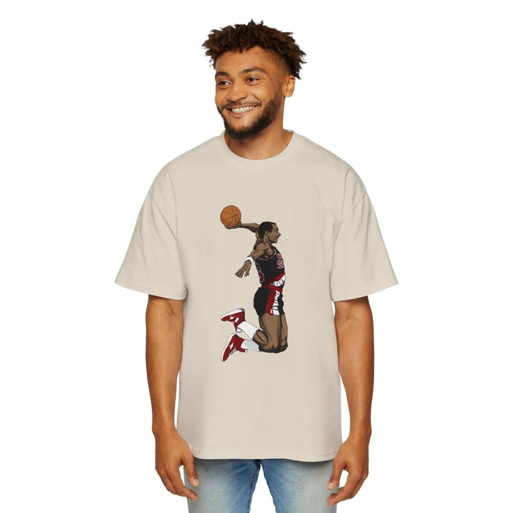 Clyde Drexler Basketball Vintage Style Oversized Tee - S - Ecru - Clyde Drexler Basketball Vintage Style Oversized Tee - Tatoo Tee
