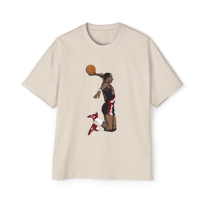 Clyde Drexler Basketball Vintage Style Oversized Tee - S - Midnight Blue - Clyde Drexler Basketball Vintage Style Oversized Tee - Tatoo Tee