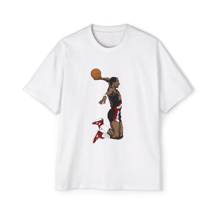 Clyde Drexler Basketball Vintage Style Oversized Tee - S - Midnight Blue - Clyde Drexler Basketball Vintage Style Oversized Tee - Tatoo Tee