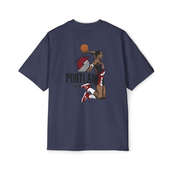 Clyde Drexler Basketball Vintage Style Oversized Tee - S - Midnight Blue - Clyde Drexler Basketball Vintage Style Oversized Tee - Tatoo Tee