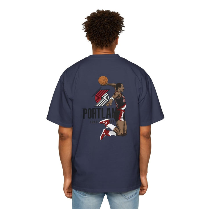 Clyde Drexler Basketball Vintage Style Oversized Tee - S - Midnight Blue - Clyde Drexler Basketball Vintage Style Oversized Tee - Tatoo Tee