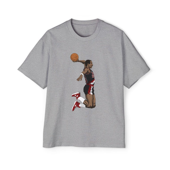 Clyde Drexler Basketball Vintage Style Oversized Tee - S - Midnight Blue - Clyde Drexler Basketball Vintage Style Oversized Tee - Tatoo Tee