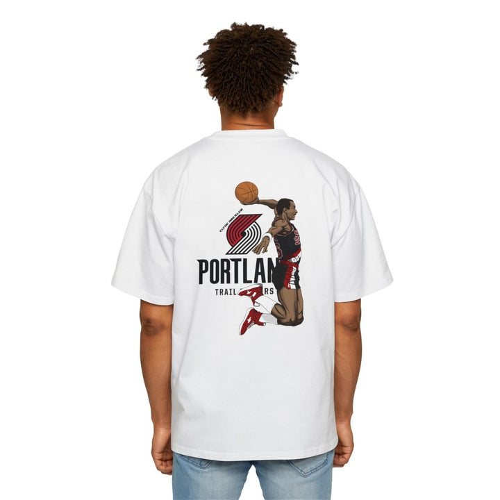 Clyde Drexler Basketball Vintage Style Oversized Tee - S - Midnight Blue - Clyde Drexler Basketball Vintage Style Oversized Tee - Tatoo Tee