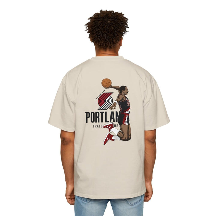 Clyde Drexler Basketball Vintage Style Oversized Tee - S - Midnight Blue - Clyde Drexler Basketball Vintage Style Oversized Tee - Tatoo Tee