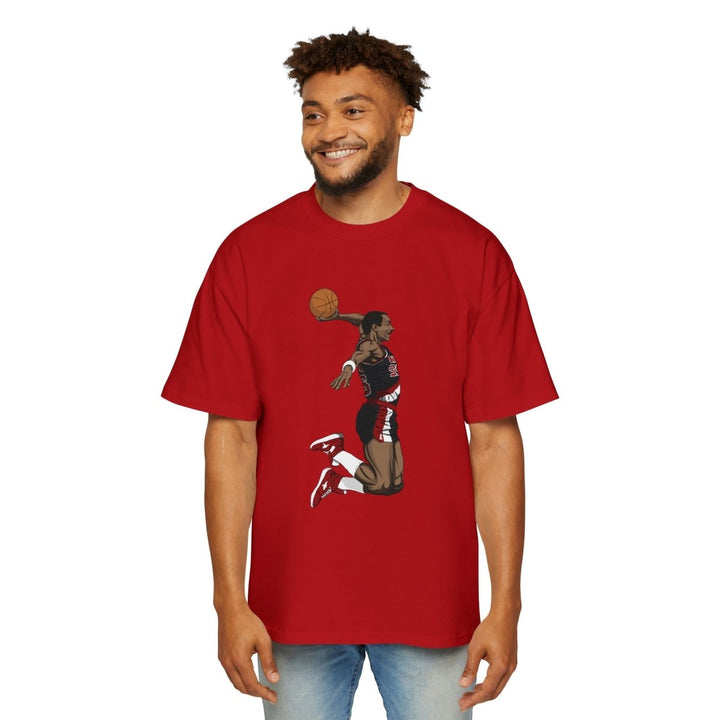 Clyde Drexler Basketball Vintage Style Oversized Tee - S - Red - Clyde Drexler Basketball Vintage Style Oversized Tee - Tatoo Tee