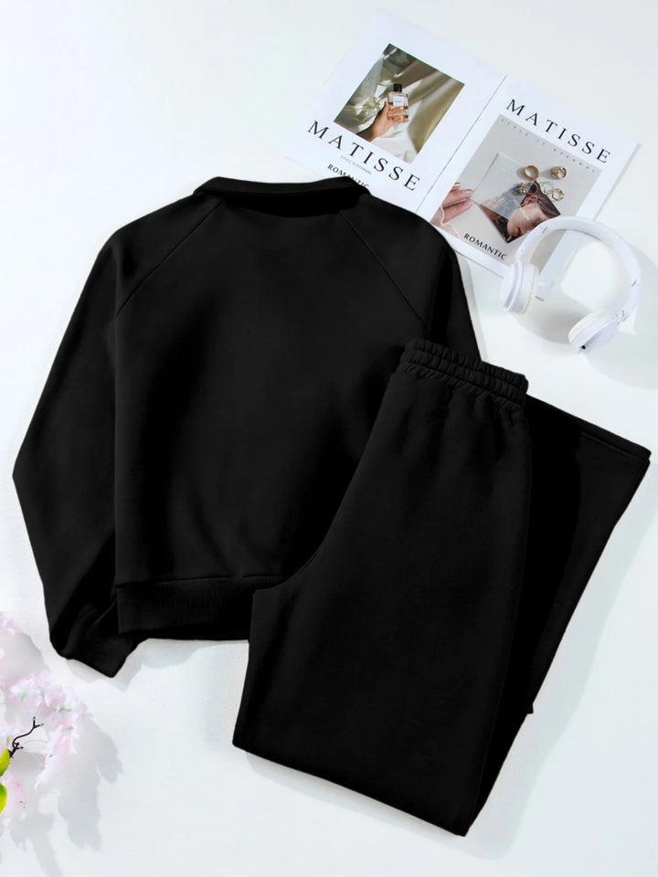 Collared Sweatshirt and High Waist Pants Active Set - Black - M - b248f894 - 87f6 - 48fd - a4b1 - 43d36763e946 - Max - Origin - Tatoo Tee