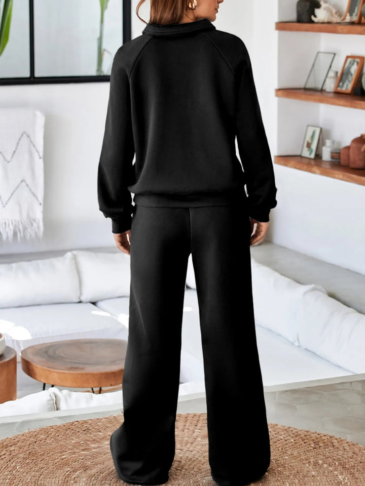 Collared Sweatshirt and High Waist Pants Active Set - Black - M - 5fbcb68f - 4192 - 41e4 - 9846 - 6b89c1505337 - Max - Origin - Tatoo Tee