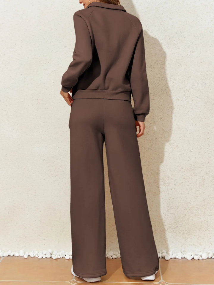 Collared Sweatshirt and High Waist Pants Active Set - Brown - M - abde072e - e2c2 - 44c7 - a6b4 - 4b9c89d3316f - Max - Origin - Tatoo Tee